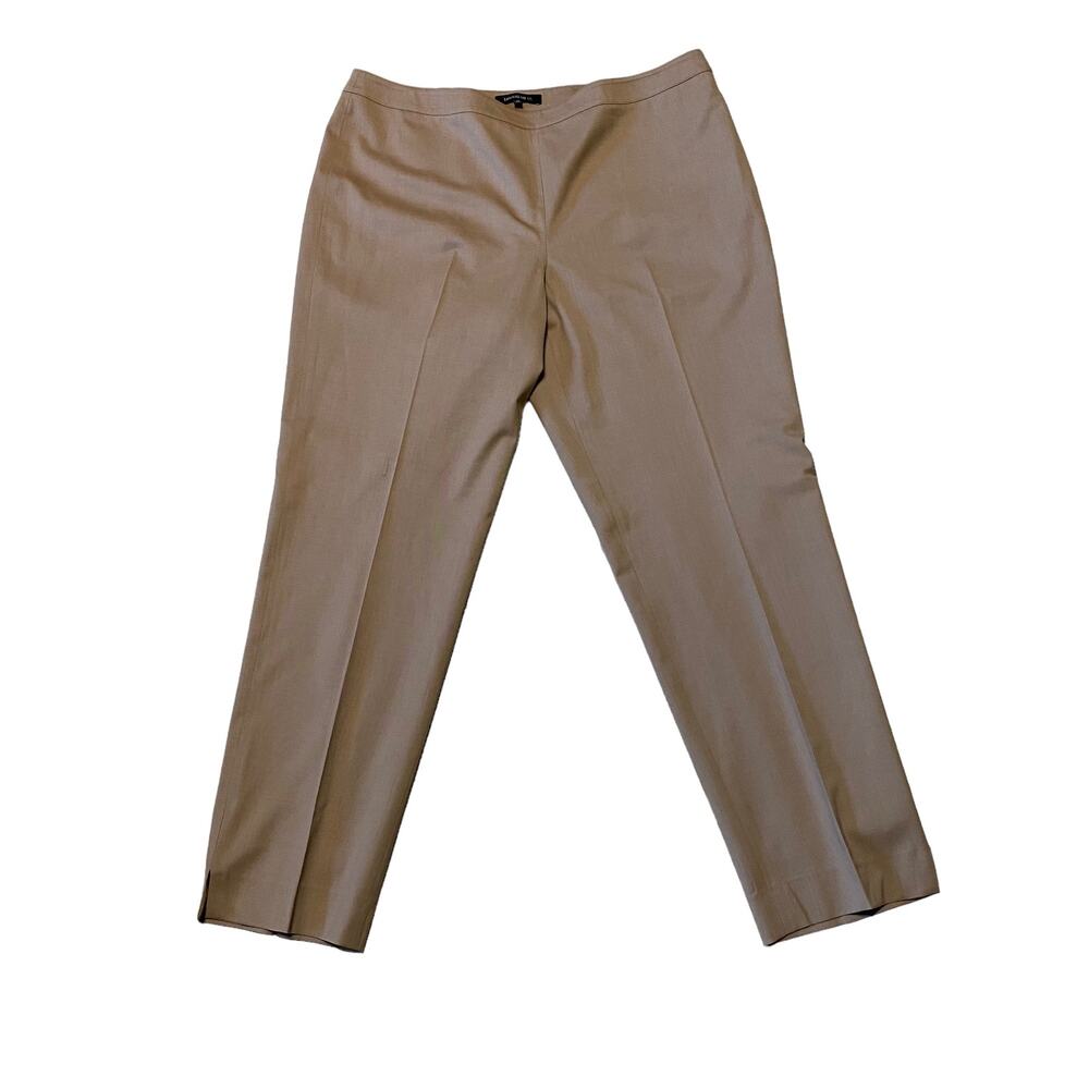 Lafayette 148 New York Wool Flat Front Dress Pants Slacks in Tan Size 14